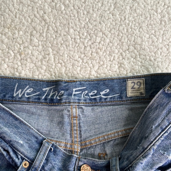Free People We The Free Blue Denim Button Fly Jean Shorts - Picture 2 of 6
